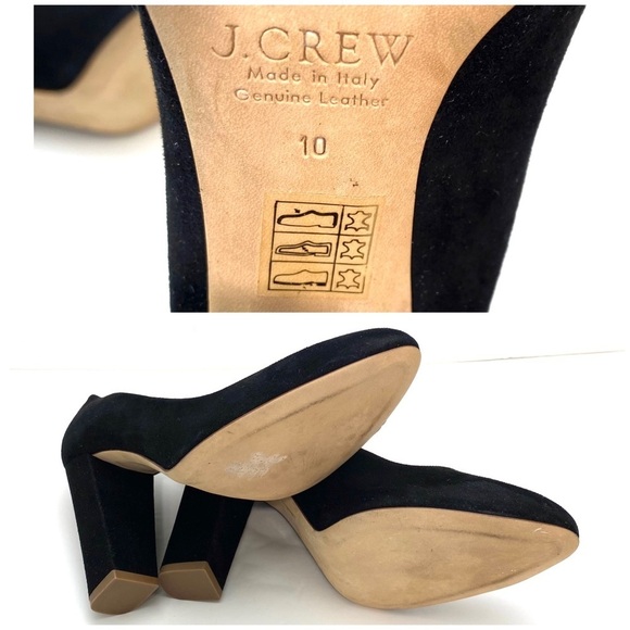 J. Crew Suede Pointed Toe Block Heel Pumps in Black Size 10 #B0942 - Picture 9 of 12